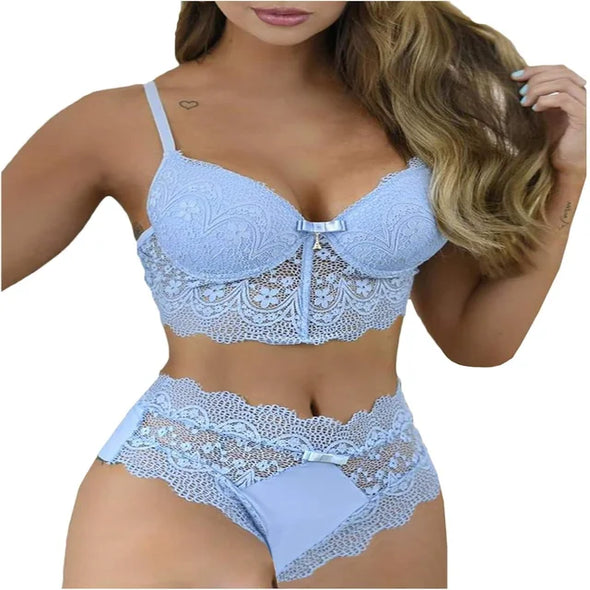 Plus Size Lace Sling Lingerie & Bodysuit Set – Sexy Embroidered Nightwear