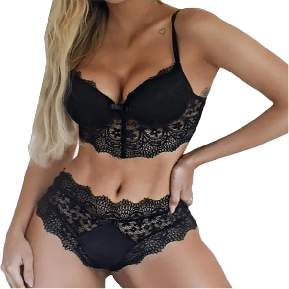 Plus Size Lace Sling Lingerie & Bodysuit Set – Sexy Embroidered Nightwear